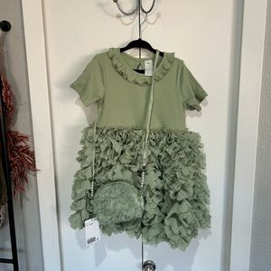Ruffle-trimmed Jersey Dress w/ matching bag